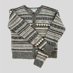 Jacob Wool Knit Cardigan in Gray and cream